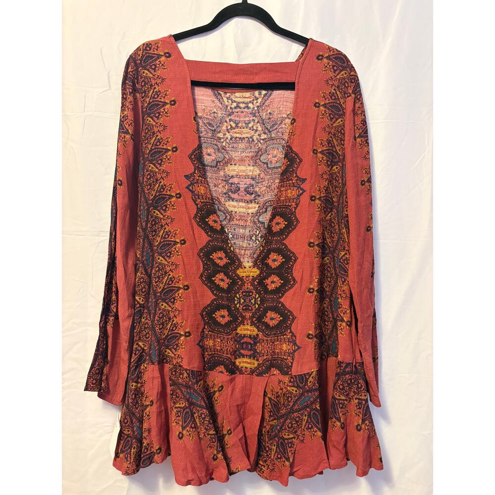 Free People Dress Rust Orange Flounce Hem Open Back Sz M - Picture 2 of 5